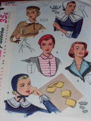 1390 SIMPLICITY 1955  COLLARS, HATS, BERETS, TIE BONNET, CUFF, DICKEY PATTERN 